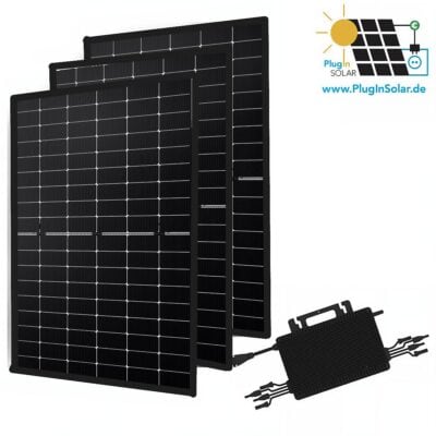 Balkonkraftwerk 1500WP Jolywood Full Black, HMS1600W 4T, Plug and Play